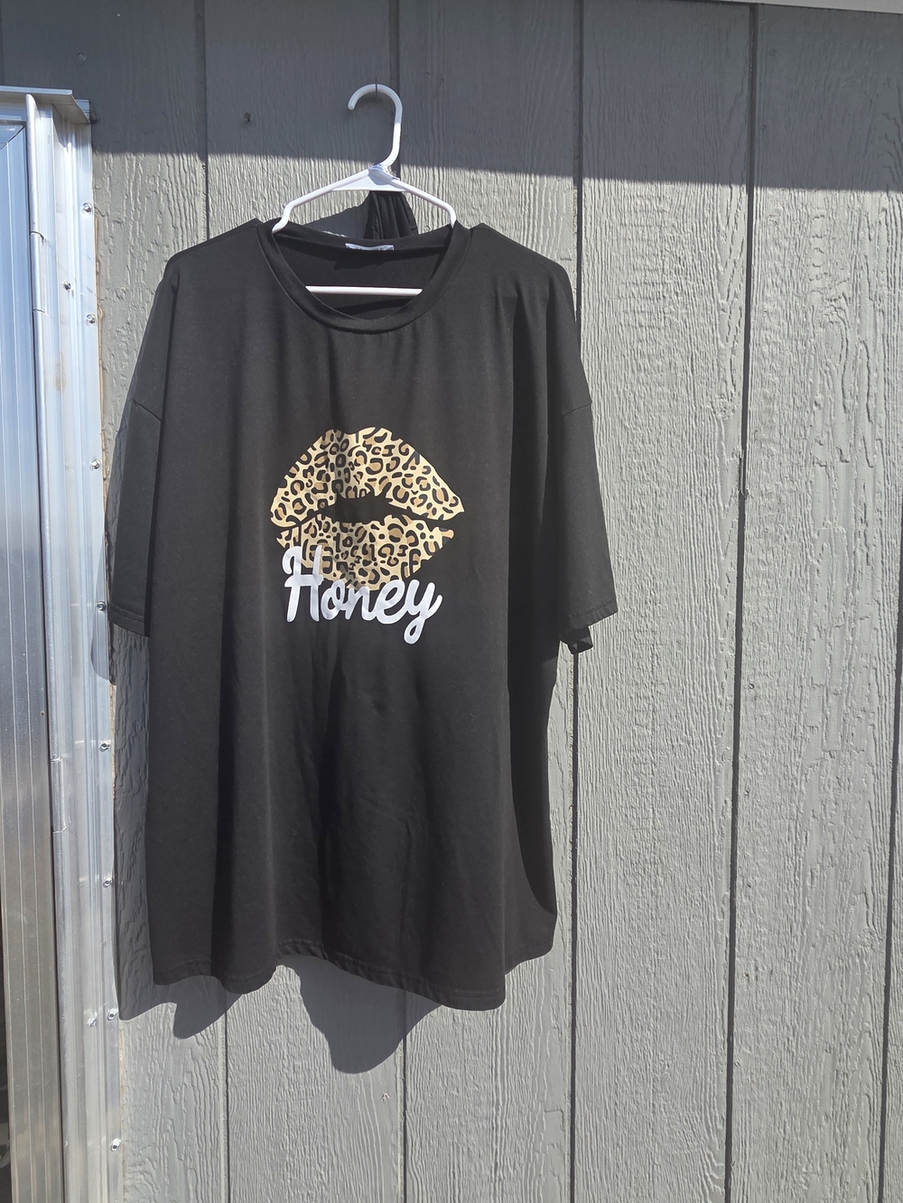 Honey Leopard Graphic Black Tee - Women's Lounge Set